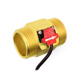 Mosazný průtokoměr YF-DN32-T, 3 ~ 120L/min, 5 - 24V
