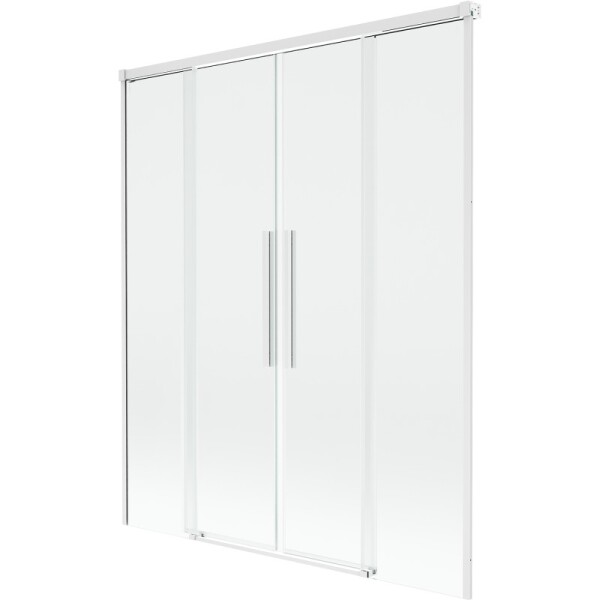 MEXEN/S - Rox vanová zástěna 2-křídlová posuvná 160 x 150, transparent, bílá 8C9-160-002-20-00