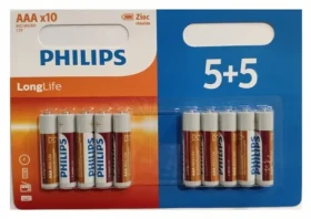 Philips LongLife R03L10BP-10 AAA / Baterie / Zinkochloridové / 5+5 ks (6959033840203)