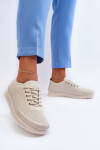 Kožené Sportovní Dámské Tenisky Beige Lalnai 37
