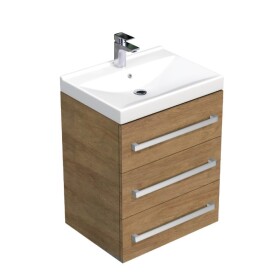 Koupelnová skříňka s umyvadlem SAT Cube Way 60x76,5x46 cm dub Hickory CUBE46603DHVER CUBE46603DHVER