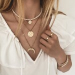 Perlový choker náhrdelník Bibiana Gold - chirurgická ocel, perla, Zlatá 42 cm
