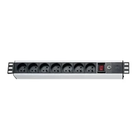 XtendLan 19" rozvodný panel 7x230V černá / ČSN / vypínač / přepěťová a proudová ochrana / 1,5U / kabel 1,8 m (ZASUVKA7F-19)