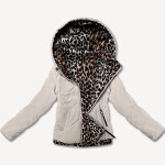 Světle béžová krátká volná dámská bunda s panteřím motivem Miss TiTi (25898) odstíny béžové XL (42)