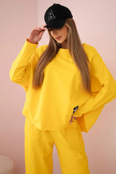 Bavlněná mikina kalhoty set tmavě žlutá UNI