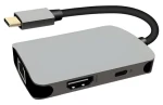 PremiumCord USB-C na HDMI + RJ45 + PD adaptér / Adaptér / HDMI + RJ45 + Power Delivery / hliníkové pouzdro (ku31dock18)