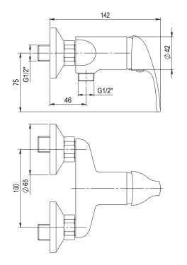 Eisl - Sprchový set včetně baterie s roztečí 100 mm-letní déšť DX1005CS A105500/100