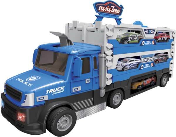 Policejní truck 2v1 se světlem a zvukem a 6 auty - Sparkys