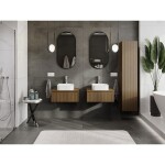 MEXEN/S - Rivel koupelnová skříňka pod umyvadlo 60 cm s deskou, 1 šuplík, reliéf , ořech 91A20-06023-1-BFC86