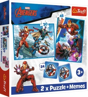 Trefl - Puzzle - Sada 3v1 Avengers: Hrdinové v akci (2x puzzle + pexeso)