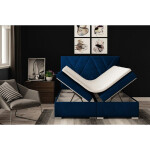Čalouněná postel Kaya 140x200, modrá, vč. matrace a topperu