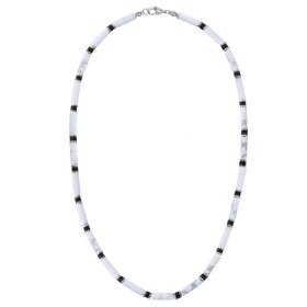 Luxusní pánský náhrdelník s bílým howlitem Antonio, Bílá/čirá 45 cm