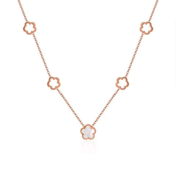 Náhrdelník s jemnými květy Fiora Rose Gold - chirurgická ocel, Zlatá 40 cm + 5 cm (prodloužení)