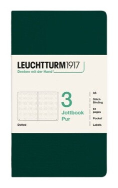 Zápisník Jottbook pur A6, 64l, tečkovaný, Forest Green, 3ks