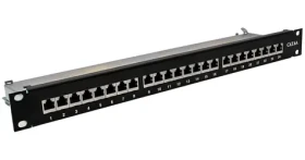 XtendLan černá / Patch panel / 19" / 24 portů / Cat6a / stíněný (XL-PP19-24C6AS-XL-BLACK)