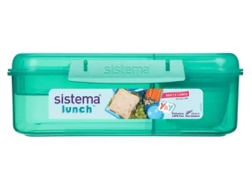 Sistema Lunch Bento Dělený svačinový box s nádobou na jogurt a 2 tácky 1.65 l mátová (8592001419513)