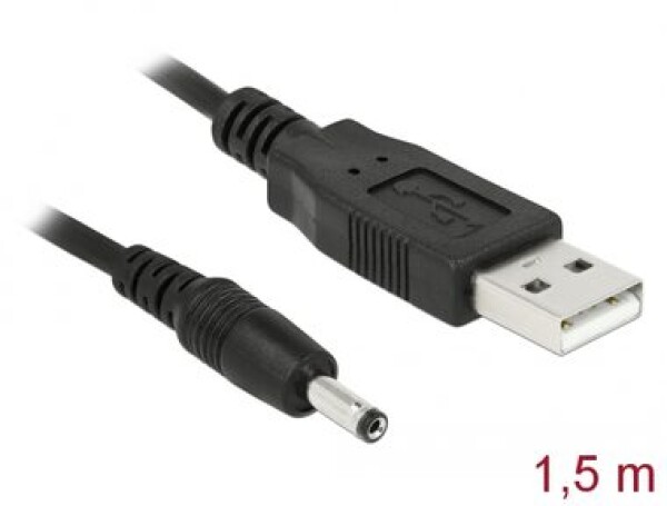 DeLock Kabel USB-A (M) - DC 3.5 x 1.35mm (M) 1.5m černá (82377)