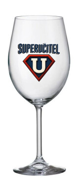SUPERUČITEL (ZNAK) - čirá sklenice na víno 350 ml