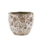 Chic Antique Obal na květiny Floral Motif Ø 11 cm, hnědá barva, keramika