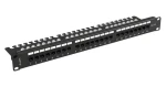 Lanberg Patch panel 24 portů CAT.6A s policí černý / Patch panel / 1U / 19" / RJ-45 / UTP (PPUA-1124-B)