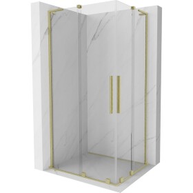 MEXEN/S - Velar L Duo sprchový kout, posuvné dveře 100 x 90, transparent, zlato kartáčovaná 871-100-090-02-03-55