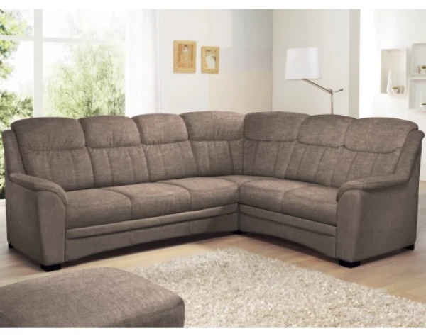 Rohová sedací souprava Bruno, šedo-hnědá látka, pravý roh