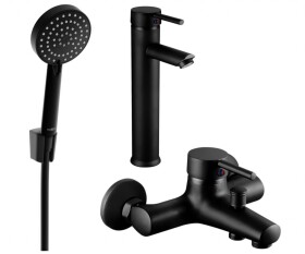 MEXEN/S - Lua R75 SET vanová a umyvadlová baterie, černá 72813R75-70