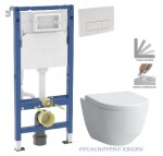 GEBERIT DuofixBasic s bílým tlačítkem DELTA51 + WC LAUFEN PRO RIMLESS + SEDÁTKO 458.103.00.2 51BI LP1
