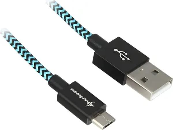 Sharkoon USB-A - micro USB kabel černá, světle modrá / Nabíjecí a synchronizační kabel / 0,5 m (4044951027071)