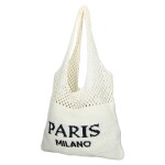 Stylová háčkovaná kabelka na rameno Paris, krémová