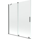 MEXEN/S - Velar dvoukřídlá posuvná vanová zástěna 140 x 150, transparent, grafit metal 896-140-000-01-95