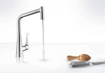 HANSGROHE - Metris New Dřezová baterie s výsuvnou sprškou, vzhled nerezu 14820800