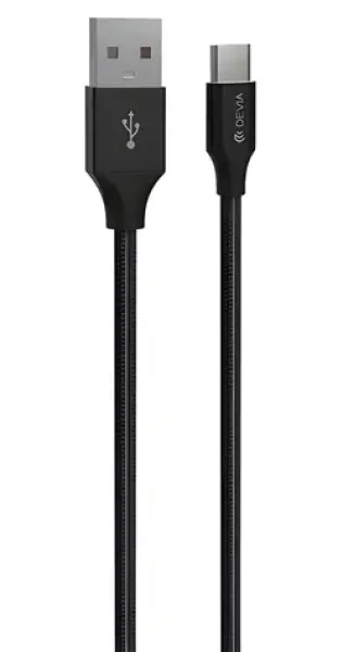Devia Gracious Woven nabíjecí kabel černá / Kabel USB-A - USB-C / Textilní opletení / 1 m (6938595337062)