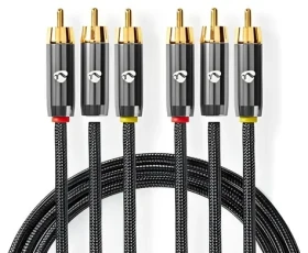Nedis Kompozitní video kabel antracit / Video kabel / 3x RCA - 3x RCA / pozlacené konektory / 480p / 2 m (CVTB24300GY20)