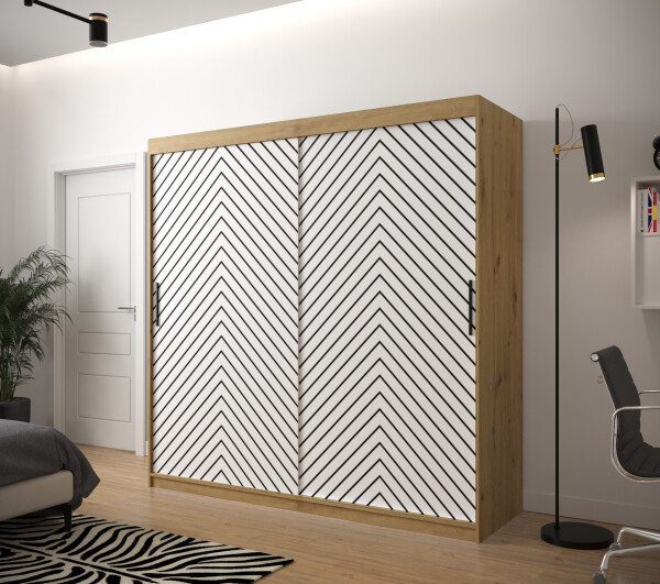 Šatní skříň Abi Jodelka 1 Barva korpusu: Dub artisan, Rozměry: 200 cm, Dveře: Bílá mat