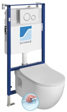 SAPHO - Závěsné WC BRILLA Rimless bílá s podomítkovou nádržkou a tlačítkem Schwab, bílá 100614-SET5