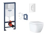 GROHE - Rapid SL Set předstěnové instalace, klozetu, sedátka SoftClose, tlačítka Arena Cosmopolitan a sady pro vhazování tablet, Triple Vortex, alpská bílá SANI11BB3149