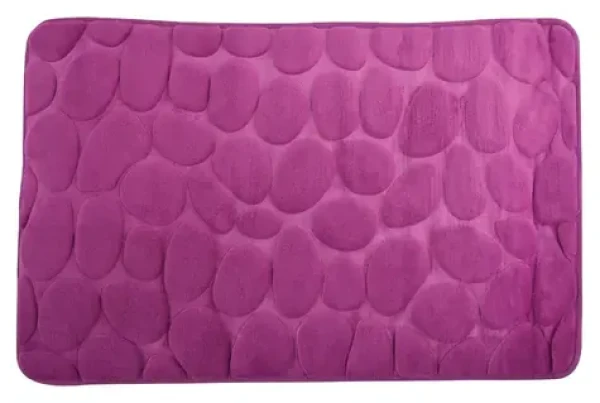 MSV PEBBLES koupelnová předložka 40 x 60 cm fialová / polyester, PU pěna / protiskluzová