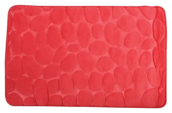 MSV Pebbles červená / Koupelnová předložka / 50 x 80 cm / protiskluzová / PU pěna