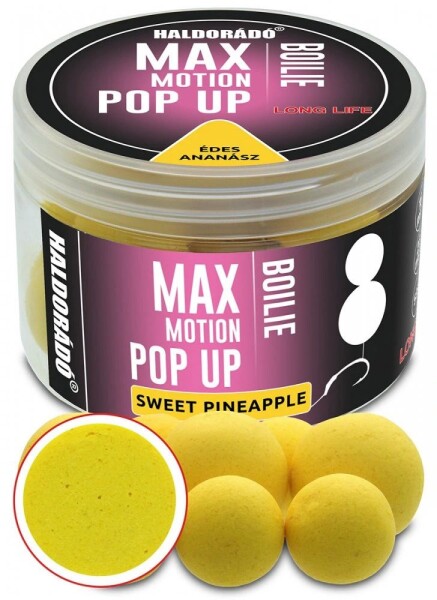 Haldorádó Pop-Up Boilies Max Motion 16+20mm 50g - Sladký ananas,Haldorádó Pop-Up Boilies Max Motion 16+20mm 50g - Sladký ananas