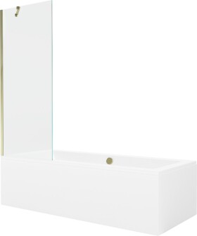 MEXEN/S - Cube obdélníková vana 170 x 80 cm s panelem + vanová zástěna 70 cm, transparent, zlatá 550517080X9507000050