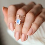 Royal Fashion prsten 14k zlato Vermeil GU-DR23091R-ROSEGOLD-MOONSTONE-TOPAZ Velikost: 7 (EU: 54-56)