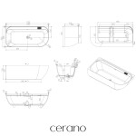 CERANO - Vana z litého mramoru Valeria - volně stojící - asymetrická - levá - bílá matná - 170x82x55 CER-8050BD80381