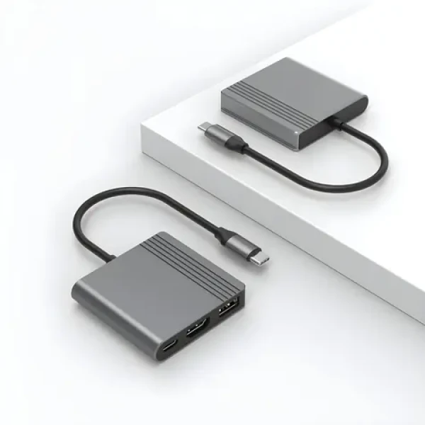 USB-C Multiport adaptér 3v1 šedá / Adaptér / HDMI 4K 60Hz / USB-A / USB-C PD 90W (A-CM-COMBO3-05)