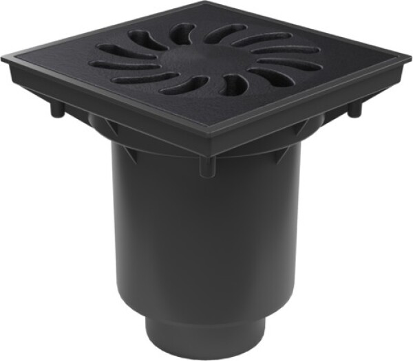 MIDAS Kanalizační vpusť - přímá D160/D110-250, suchá klapka, litinová mříž SUN 245x245mm, B125 p1683