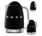 Smeg KLF04BLEU rychlovarná konvice, 1,7 l (7 šálků), 2400 W, styl 50. let, řízení teploty, 7 programů, černá