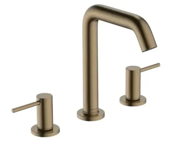 Hansgrohe - Umyvadlová baterie s výpustí Push-Open, 3-otvorová instalace, EcoSmart, kartáčovaný bronz (73330140)