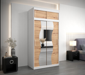 Šatní skříň Abi Mr s nástavcem Dveře: Dub artisan, Rozměr: 120 cm, Korpus: Bílá