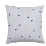 Bastion Collections Lněný povlak na polštář Blue All Hearts 60 x 60 cm, modrá barva, textil