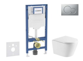 GEBERIT - Duofix Set předstěnové instalace, klozetu Nefia a sedátka softclose, tlačítko Sigma01, lakovaný matný chrom SANI11CA2107